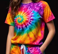 A tie and dye co ord set worn by a woman