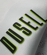 A close up image of a t shirt with a Silicone HD print