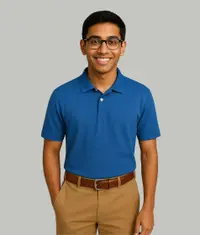 A man wearing a semi formal dry fit polo t shirt