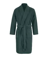A dark green coloured bathrobe