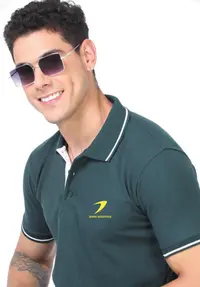 Stylish bottle green polo shirt for casual Friday corporate wear.