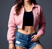 A woman wearing a cropped jacket and shorts